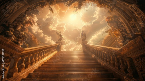Stairway to heaven in light created with Generative AI