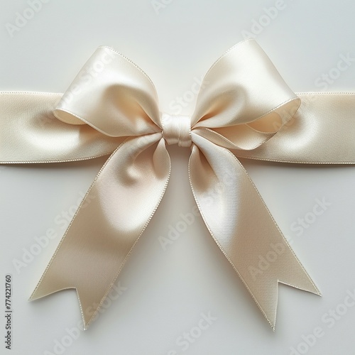 Ribbon tied in a perfect bow, showcasing delicate texture detail on a white background