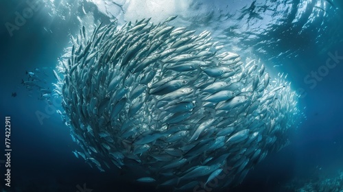 A large group of fish swimming in the ocean