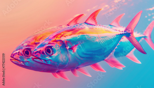 Artistic rendering of a tuna fish in brilliant colors to honor world tuna day photo