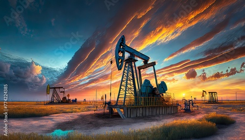 oil pump at sunset photo