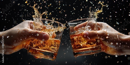 Golden Whiskey Cheers: A Festive Splash of Elegance