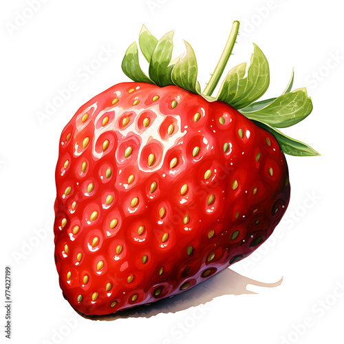 Strawberry isolated on white background, watercolor illustration