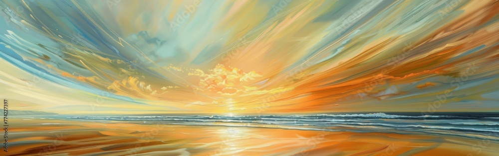 Sunset Over the Ocean Painting