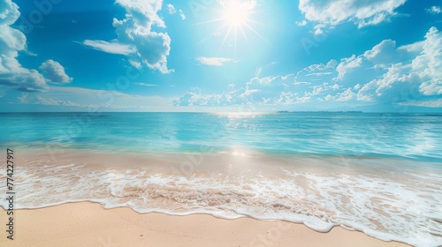 Sun Shining Over Ocean on Beach © BrandwayArt