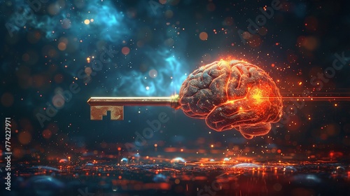 A key unlocking a brain photo