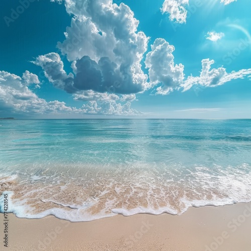 Stunning Beach With Blue Sky and Clouds