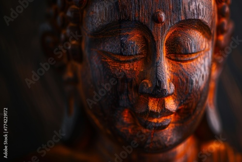 Close Up of a Buddha Statue With Eyes Closed
