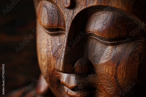 Close Up of a Wooden Statue of a Person
