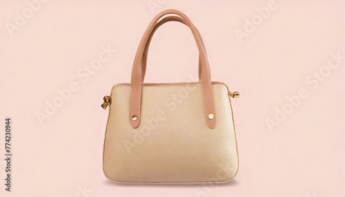 Pastel colored womens hand bag on pink background. Summer fashion concept. Mockup