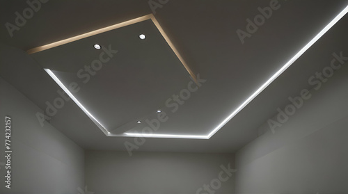 Geometric construction of celling maden with drywall and using modern economical LED light.
 .Generative AI