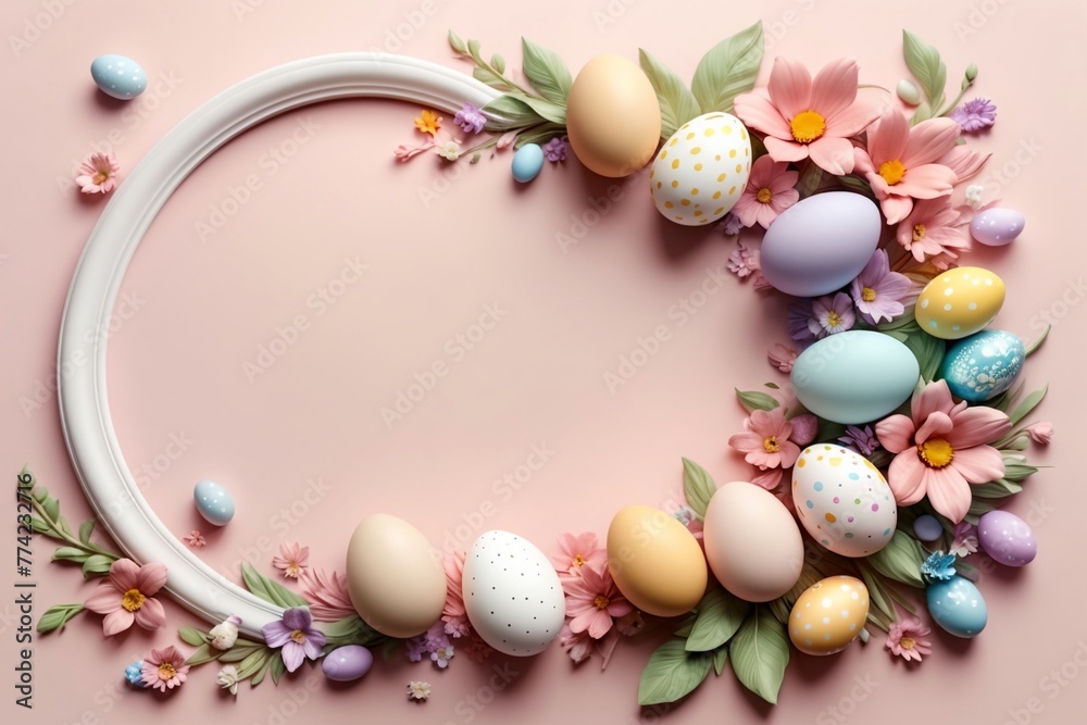 Easter greeting card, colorful Easter eggs Easter greeting card, colorful Easter eggs