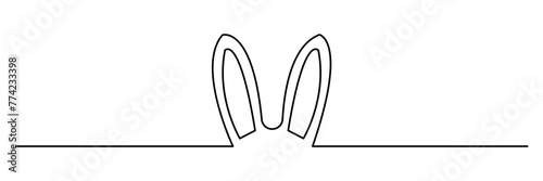 Easter bunny on line vector, traditional holiday rabbit line art. Christian holiday animal symbol. Easter rabbit bunny simple graphic illustration. EPS file 72.
