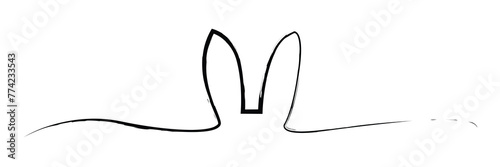 Cute Easter bunny, rabbit, hare cartoon ears illustration. Hand drawn line art style design. Easter Bunny Ears, rabbit icon vector isolated on white background. Vector illustration. Eps file 80.