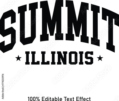 Summit text effect vector. Editable college t-shirt design printable text effect vector