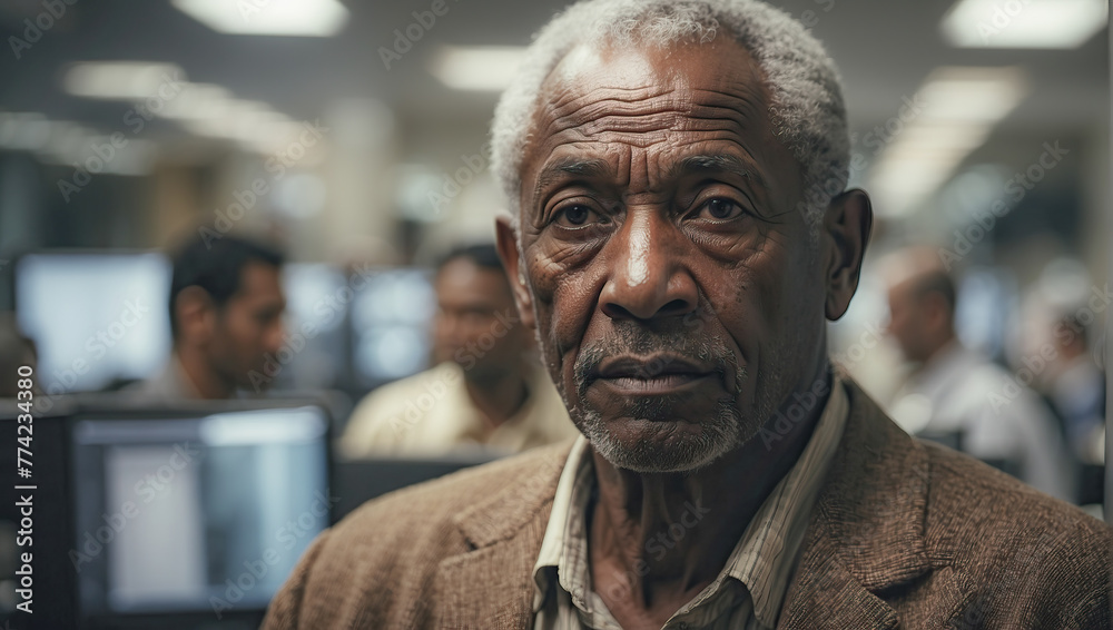 An elderly man work in the office of a business manager, consultant, agent, businessman