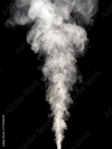 Abstract white smoke swirls isolated on a black