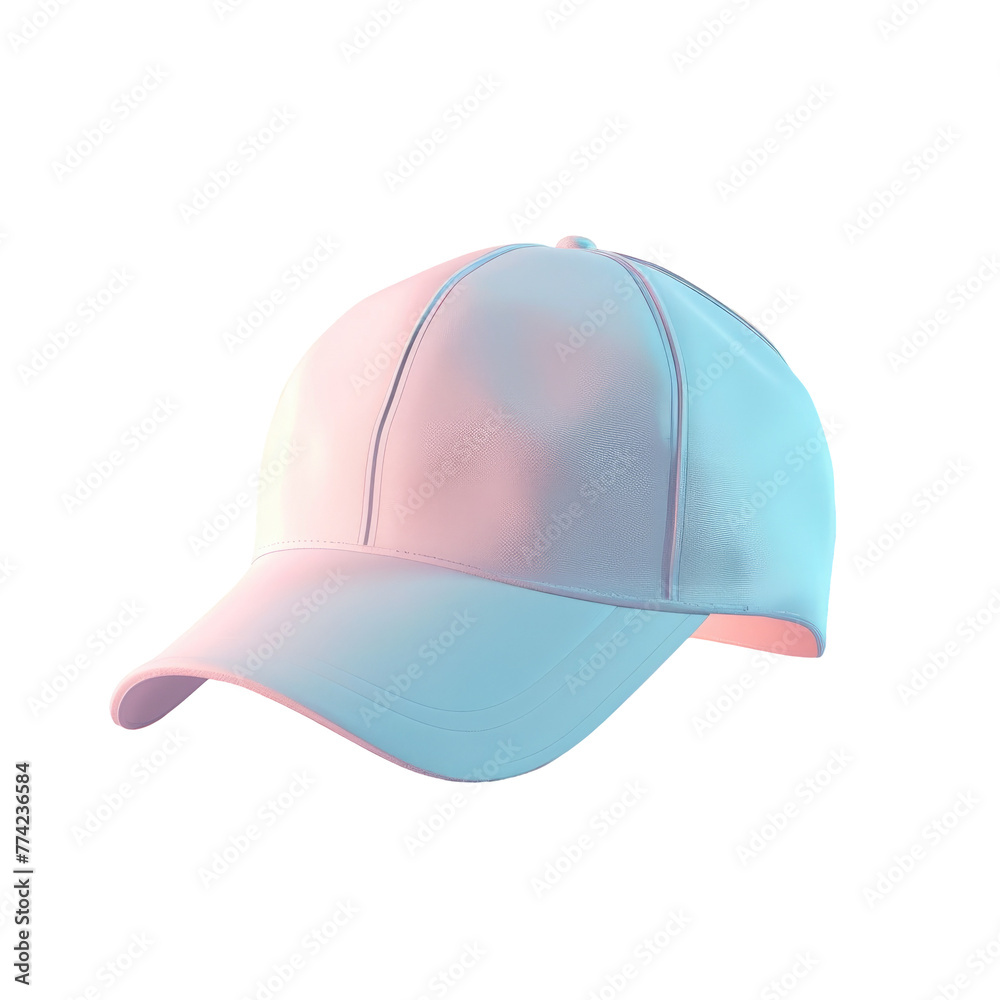 A close up of a baseball cap with a pink and blue visor A close up of a baseball cap with a pink and blue visor