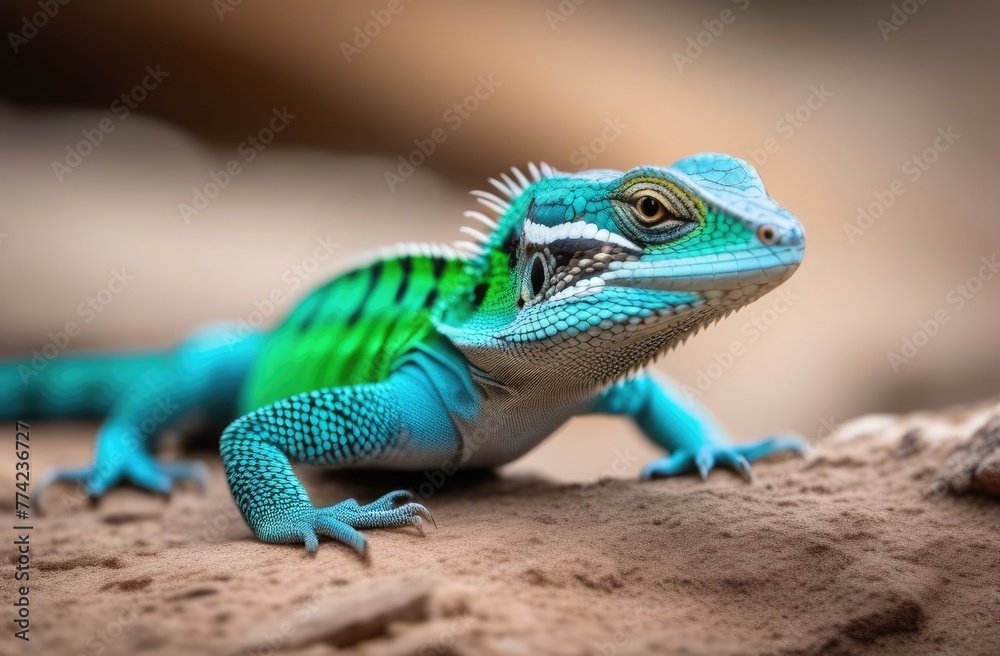 Fototapeta premium Blue lizard in the wild