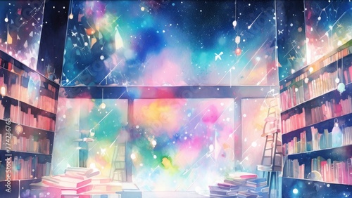 虹色の幻想的な図書室_2