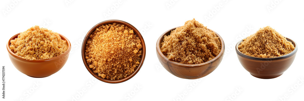 Set of Brown sugar in a bowl isolated on transparent background Remove png Set of Brown sugar in a bowl isolated on transparent background Remove png