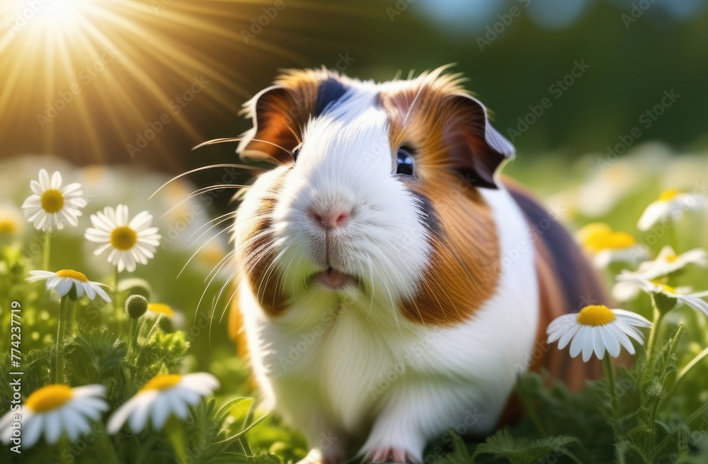 Guinea pig in a chamomile field Guinea pig in a chamomile field