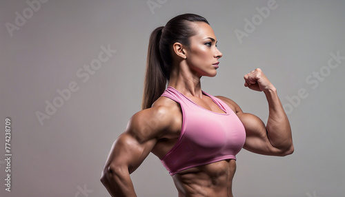 Power and Grace: Female Bodybuilder in Competition Pose 