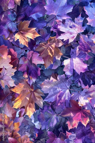 Gemstone leaves amethyst maples, quartz oaks, and topaz birches casting colorful, metallic glints as sunlight filters through them, kaleidoscope of hues style created with Generative AI Technology