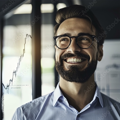 portrait of a man with glasses, nerdy guy, isolated background photo