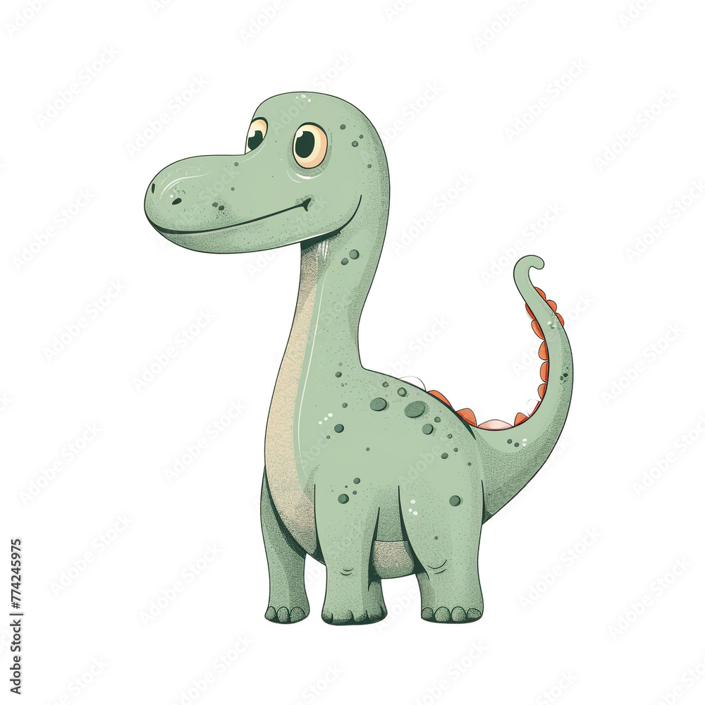 A cute Diplodocus, simple flat illustration in the style of vector graphic line art, hand drawn doodle, minimalism, color background, white background,