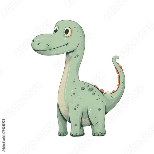 A cute Diplodocus  simple flat illustration in the style of vector graphic line art  hand drawn doodle  minimalism  color background  white background 