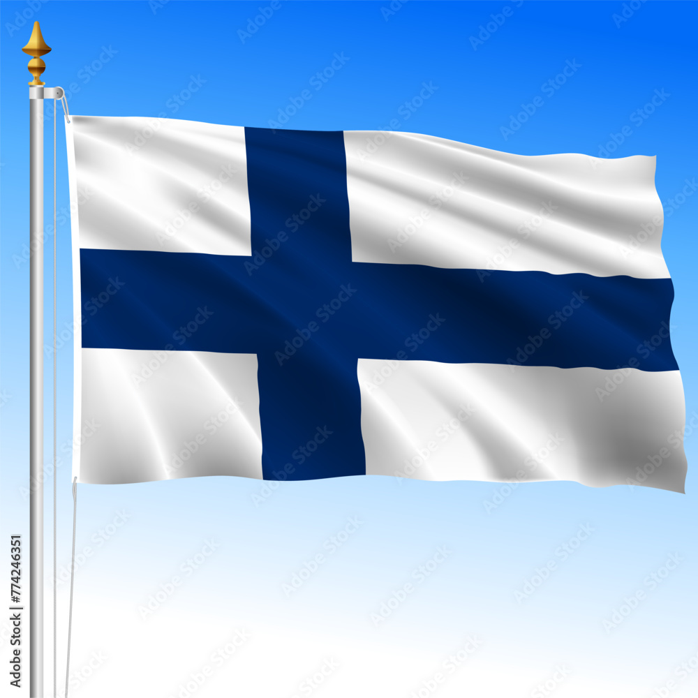 Finland official national waving flag, European Union, vector illustration Finland official national waving flag, European Union, vector illustration