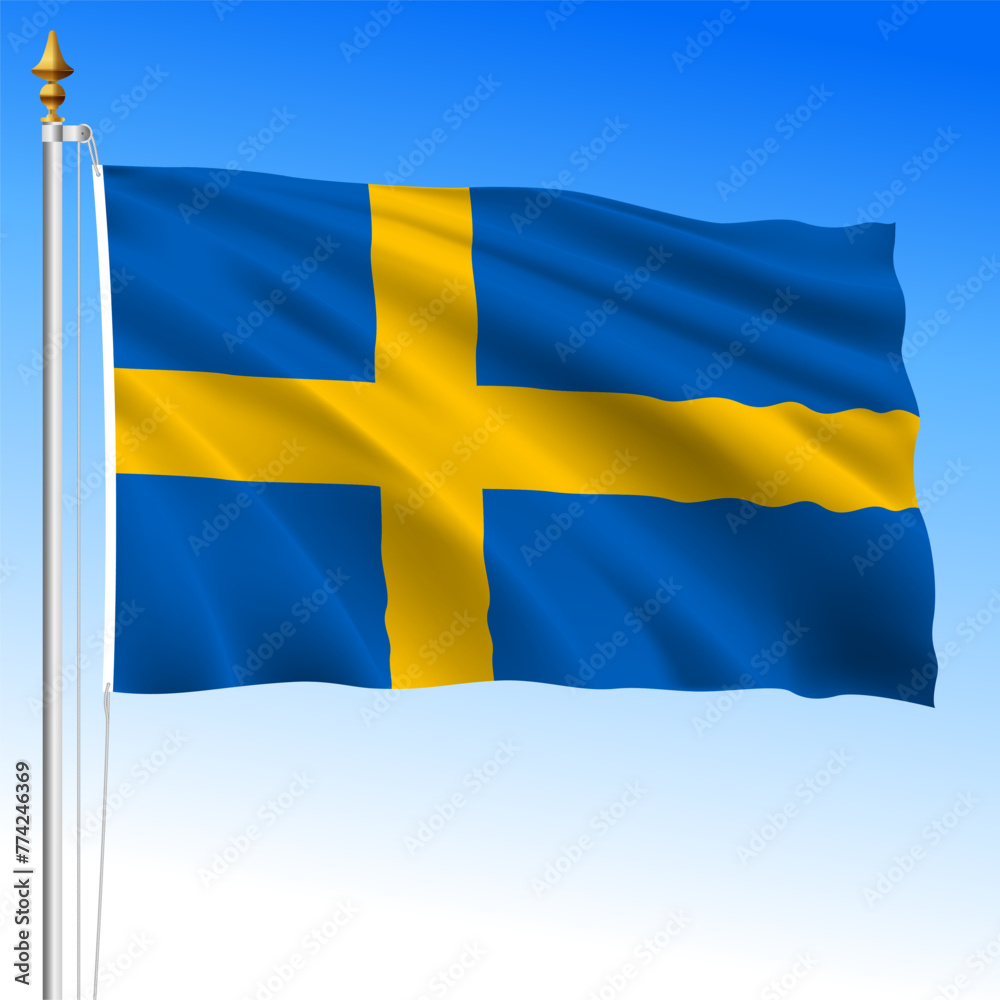 Sweden official national waving flag, european union, vector illustration Sweden official national waving flag, european union, vector illustration