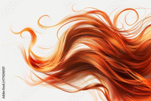 Contemporary hairdressing art, stylistic display of long hair artistry, blond, red on white background. photo