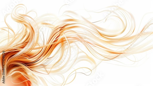 Contemporary hairdressing art, stylistic display of long hair artistry, blond, red on white background.