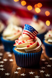 Independence day of America cupcake background. USA flag.