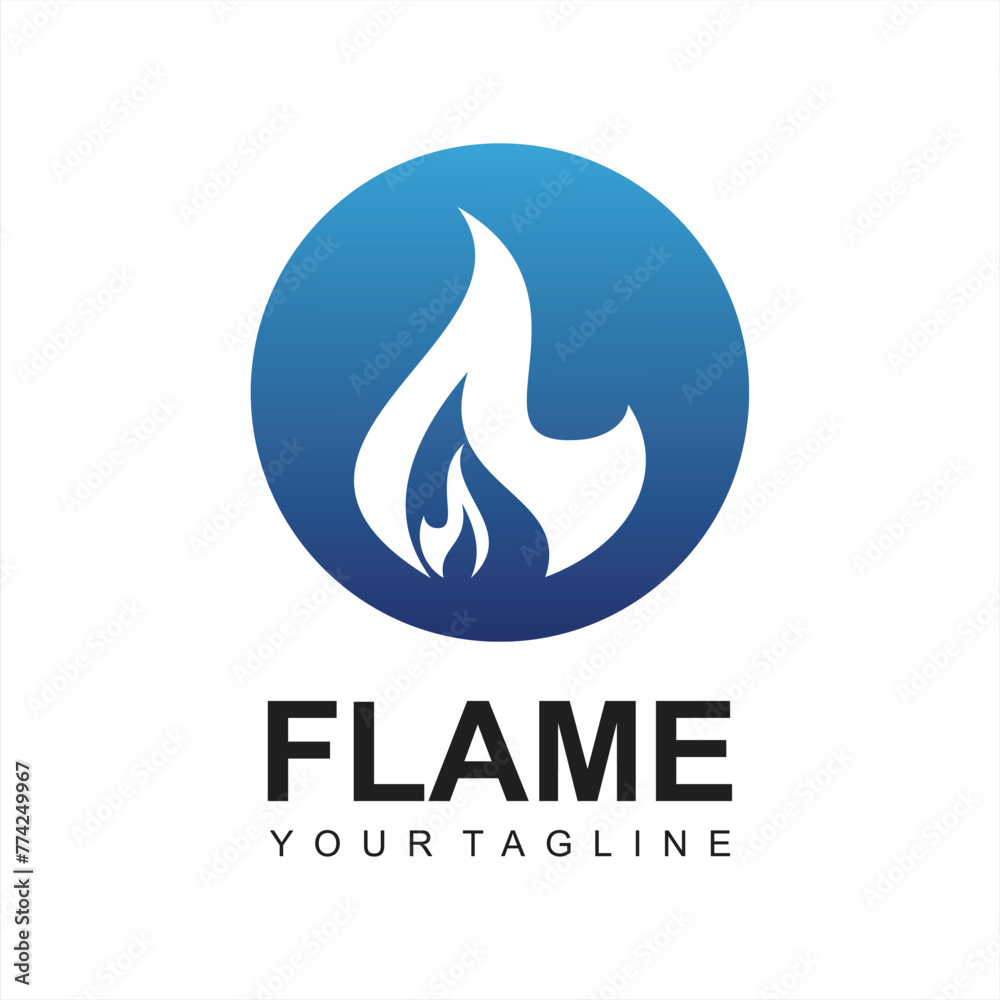 modern blue Fire logo design template