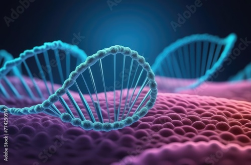 3d rendering illustration of microscope background of human cell DNA or embryonic stem cells. Macro photography