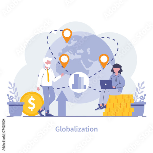 Sustainability and operational processes concept. Flat vector illustration.