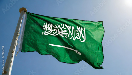 Fahne, die Nationalfahne von Saudi Arabien flattert im Wind