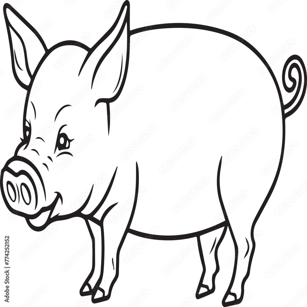 Fototapeta premium Pig coloring pages. Pig outline vector image