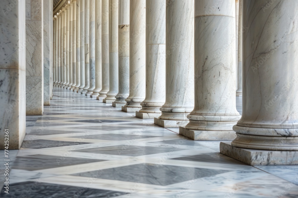 modern marble pillars perspective background