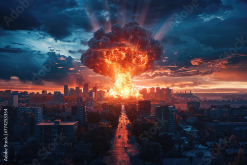 Explosion of nuclear bomb in the city