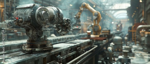 As the factory hums with the energy of a new day, the robotic arm springs to life, its movements a blur of motion amidst the chaos of the production line.