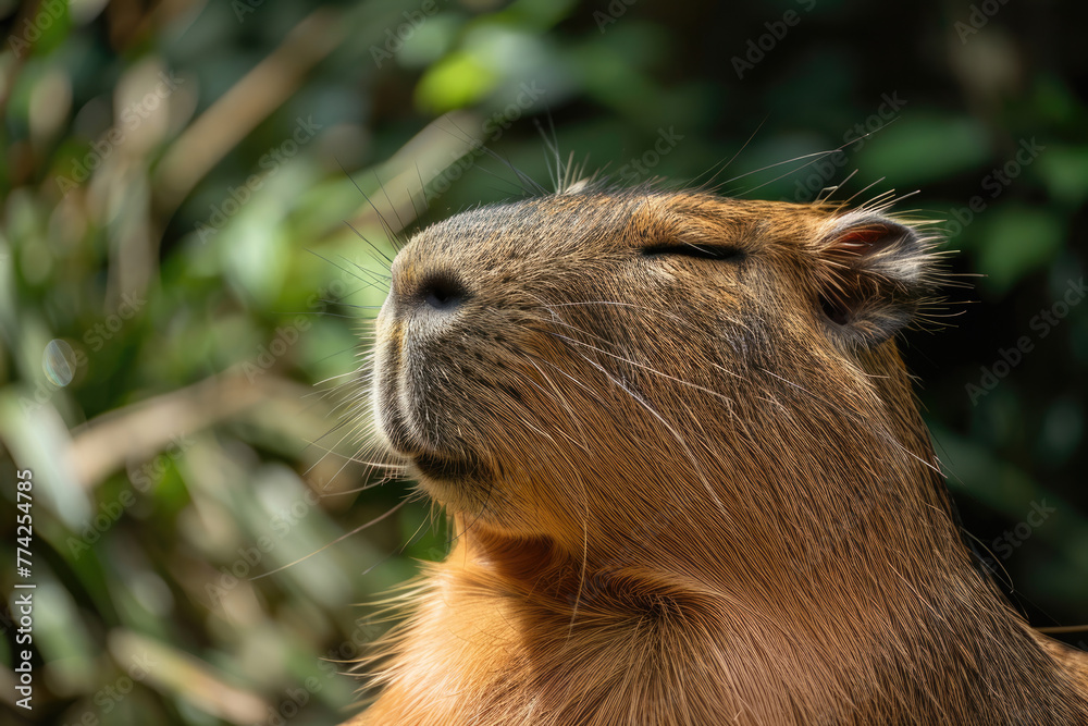 Fototapeta premium capybara in the sun basking