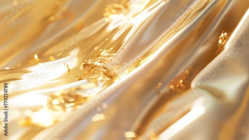 The abstract picture about gold water or liquid that has been flowing, waving, shining and reflected light to the camera like it has been made the light by itself that make it so beautiful. AIGX01.