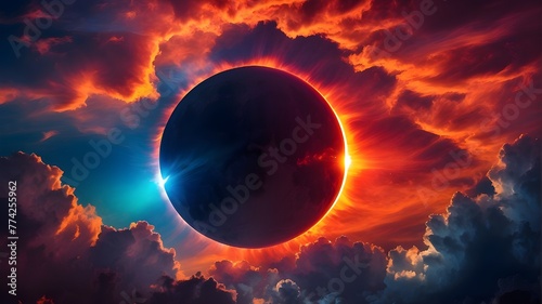 A vibrant sky with a solar eclipse.