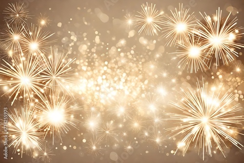 Sparkling firework beige background vector new year celebration