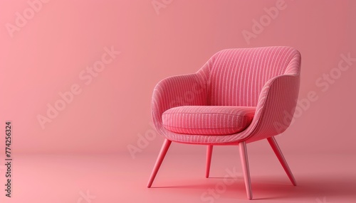 3D render clay style of chair, isolated on pure solid background, vivid color