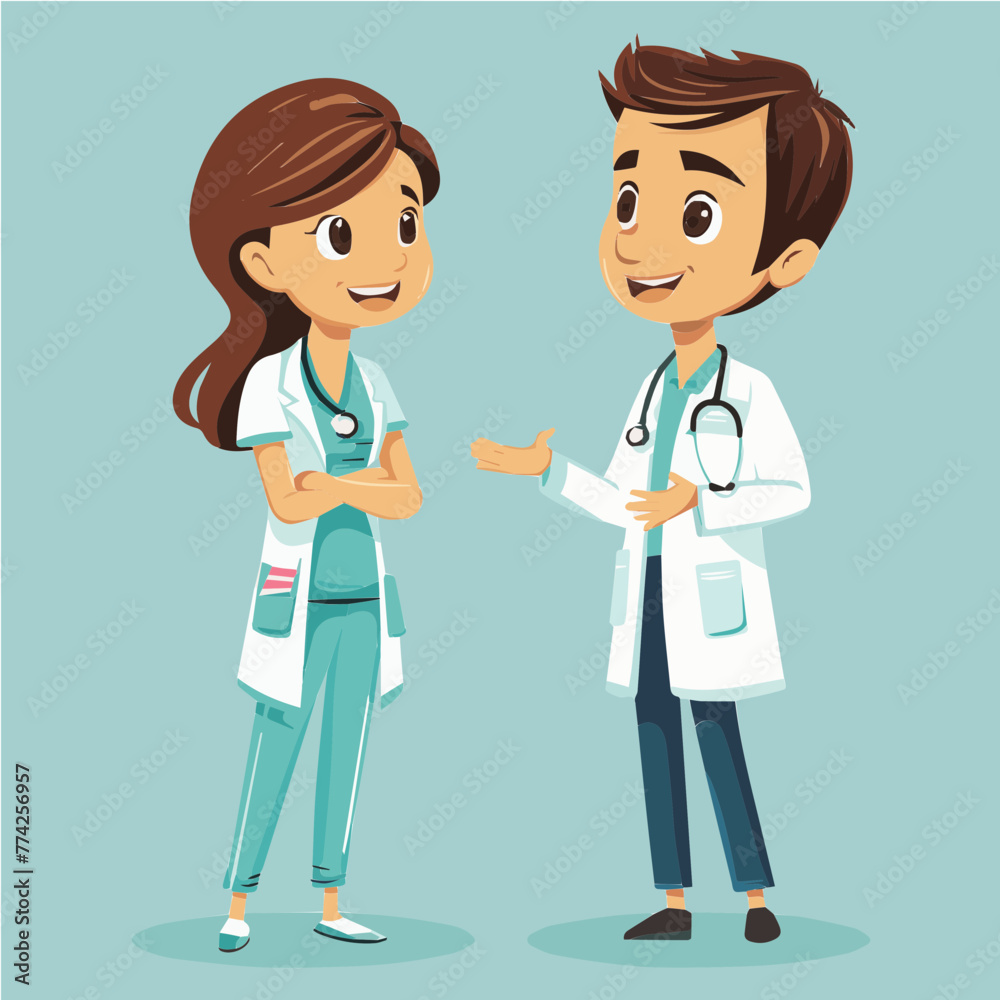 Medical doctors talking with each other, vector cartoon Medical doctors talking with each other, vector cartoon